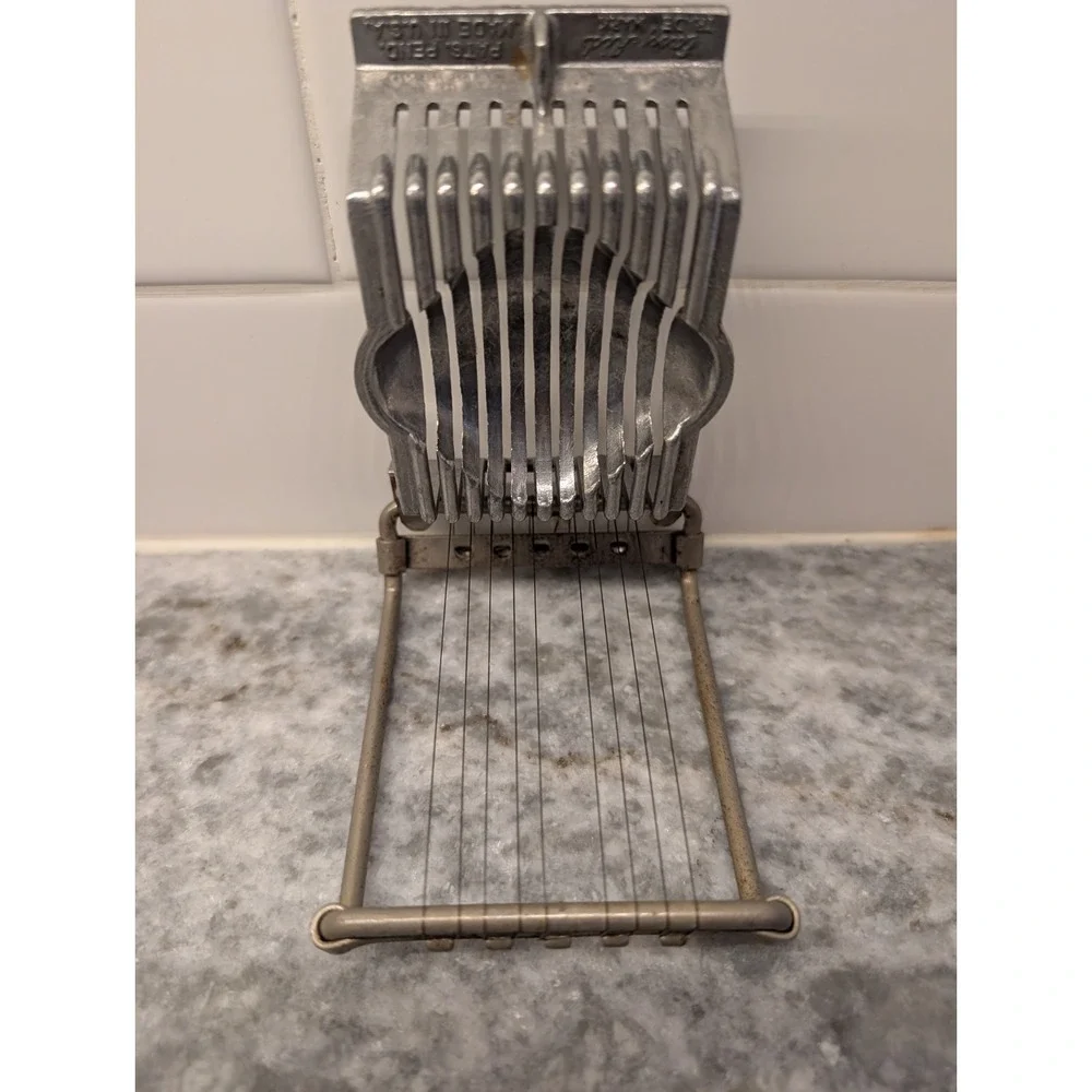 Vintage Kitchen item:  EASY AID metal Hard Boiled Egg Slicer - Patent pending